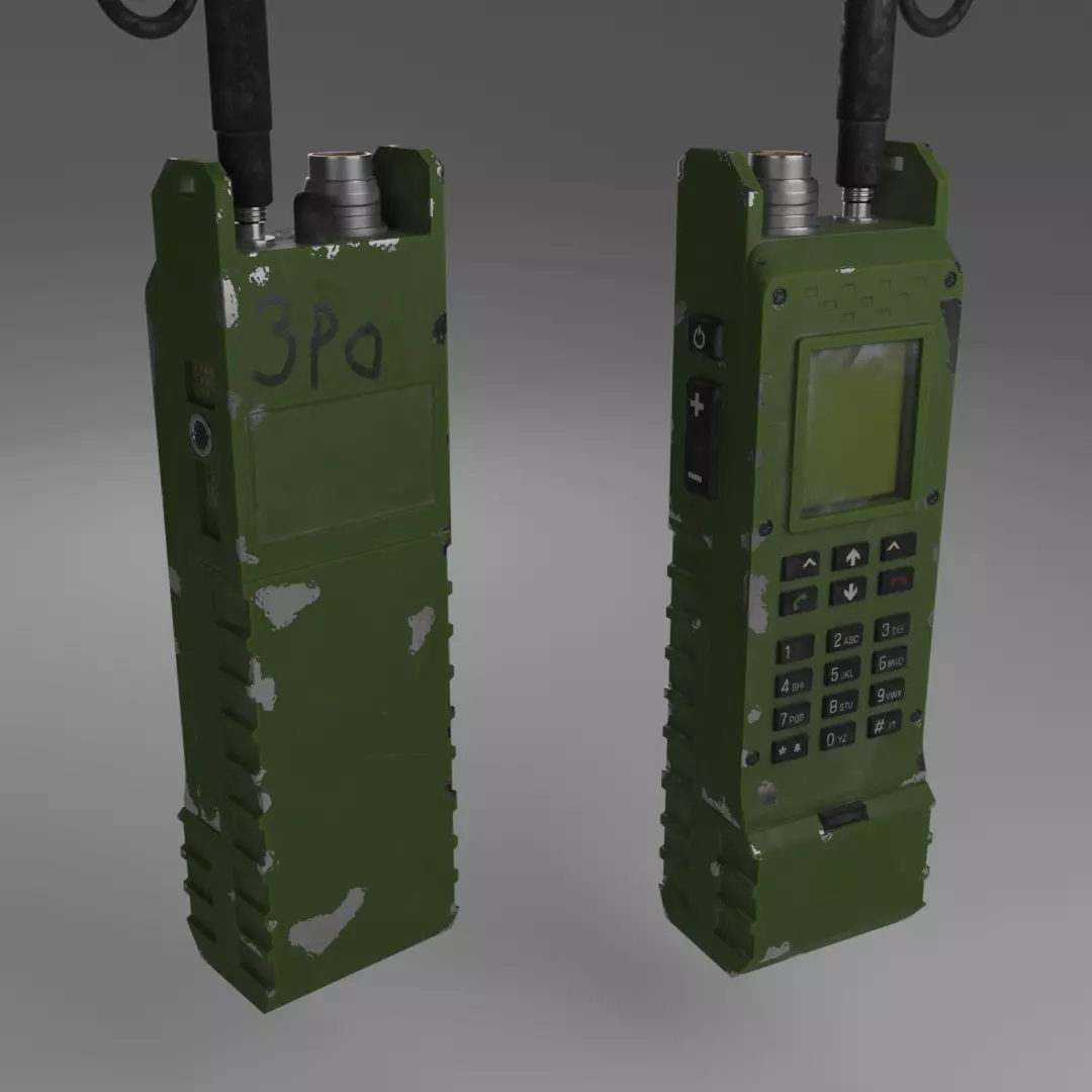 GAMEready military walkie-talkie or radio Low-poly 3D model_0