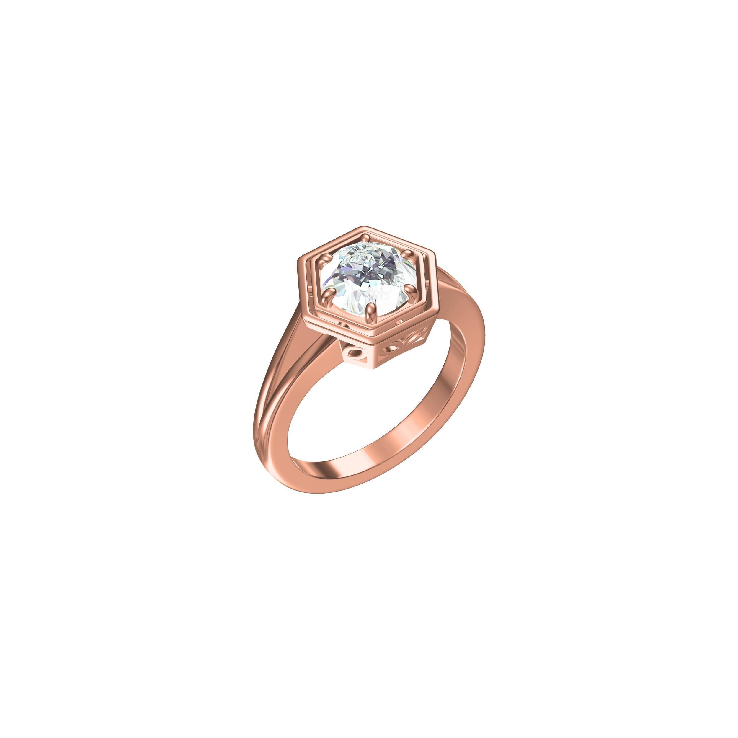 Antique Solitaire Ring 3D print model_1