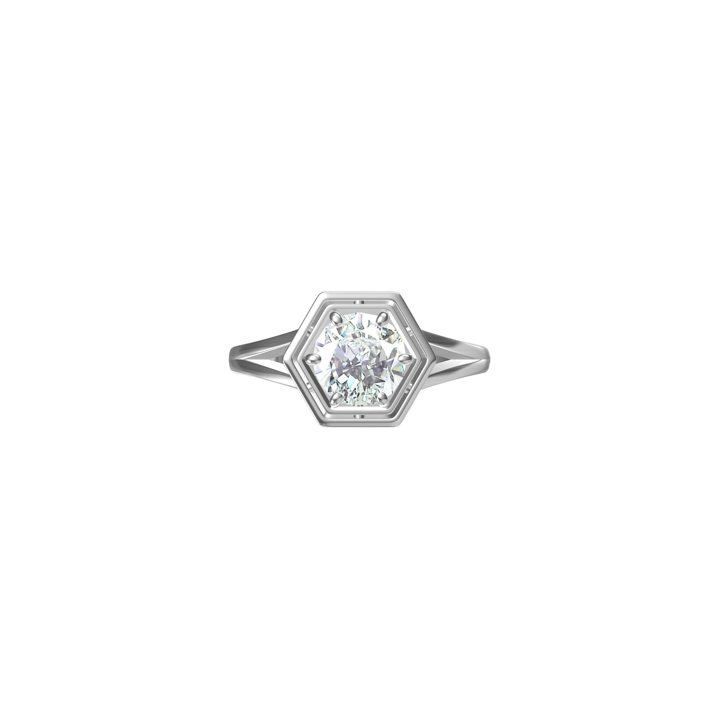 Antique Solitaire Ring 3D print model_3