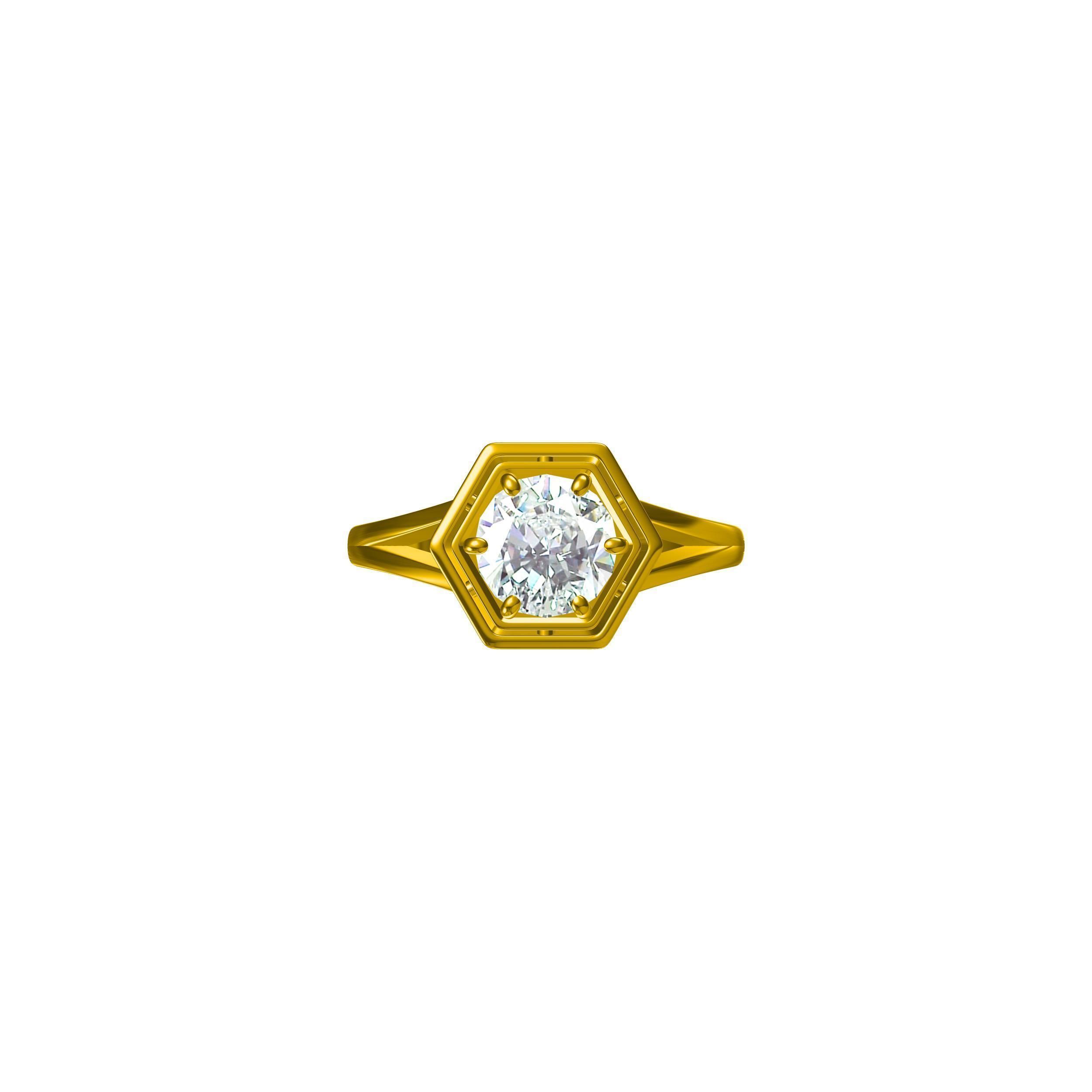 Antique Solitaire Ring 3D print model_5