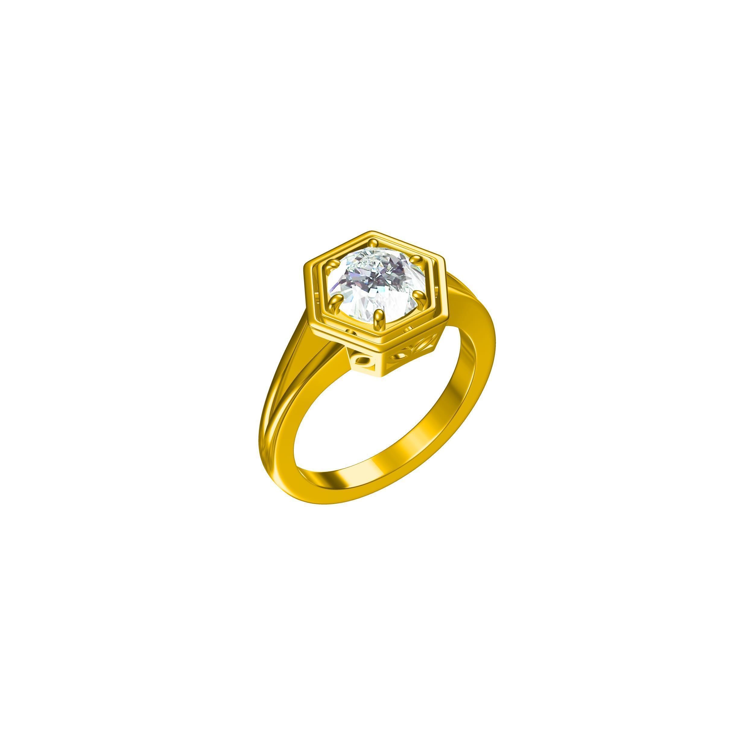 Antique Solitaire Ring 3D print model_2