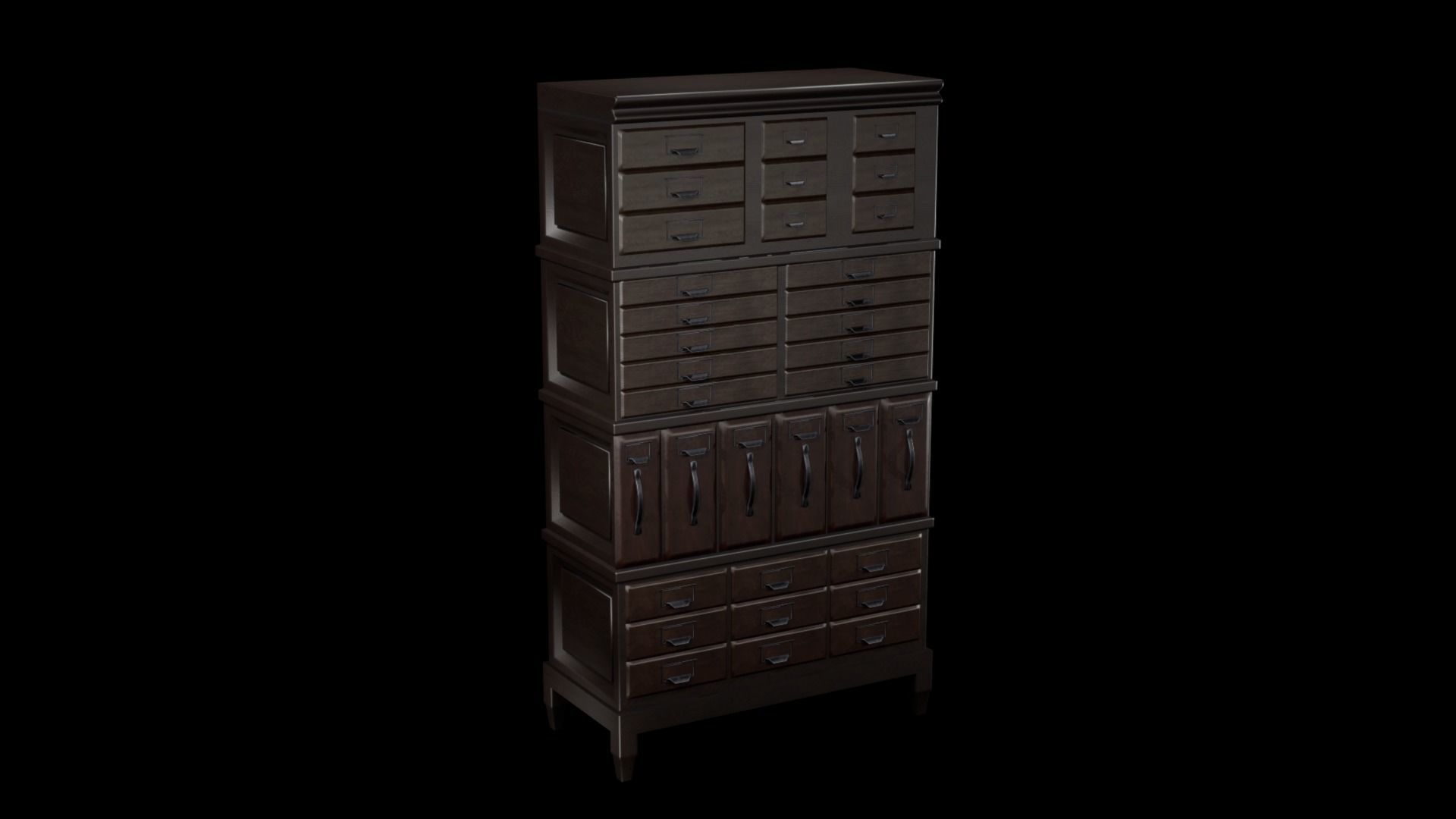 Vintage File Cabinet - Classic Low-poly 3D model_6