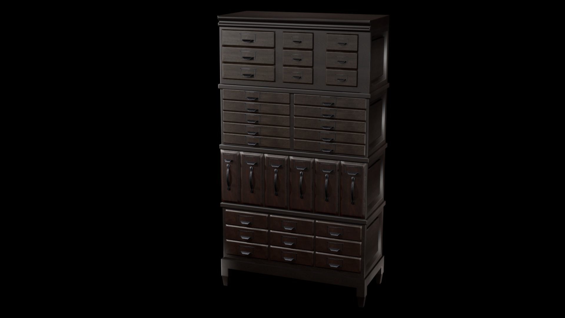 Vintage File Cabinet - Classic Low-poly 3D model_5