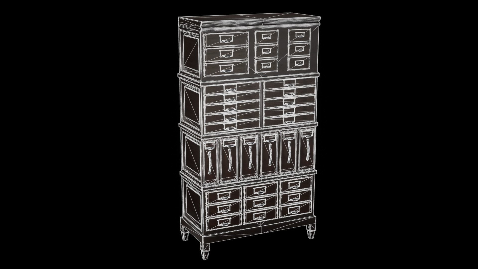 Vintage File Cabinet - Classic Low-poly 3D model_8