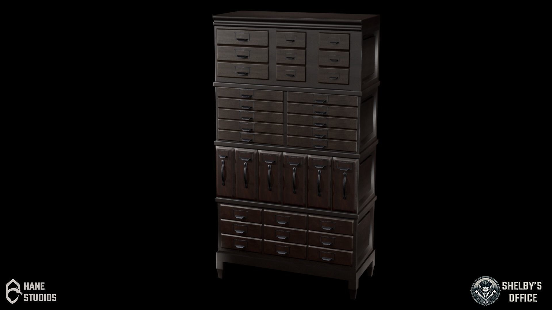 Vintage File Cabinet - Classic Low-poly 3D model_1