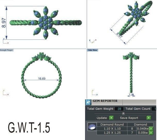 Ultra light wt Women Ring 3dm stl renders details 3D print model_12