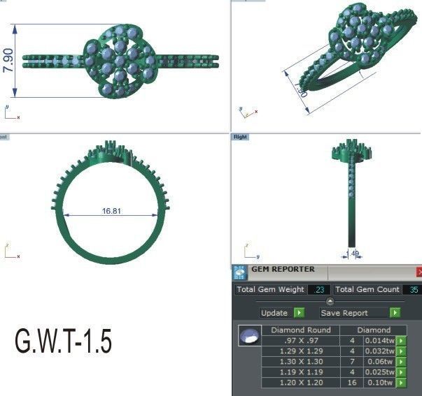 Ultra light wt Women Ring 3dm stl renders details 3D print model_12