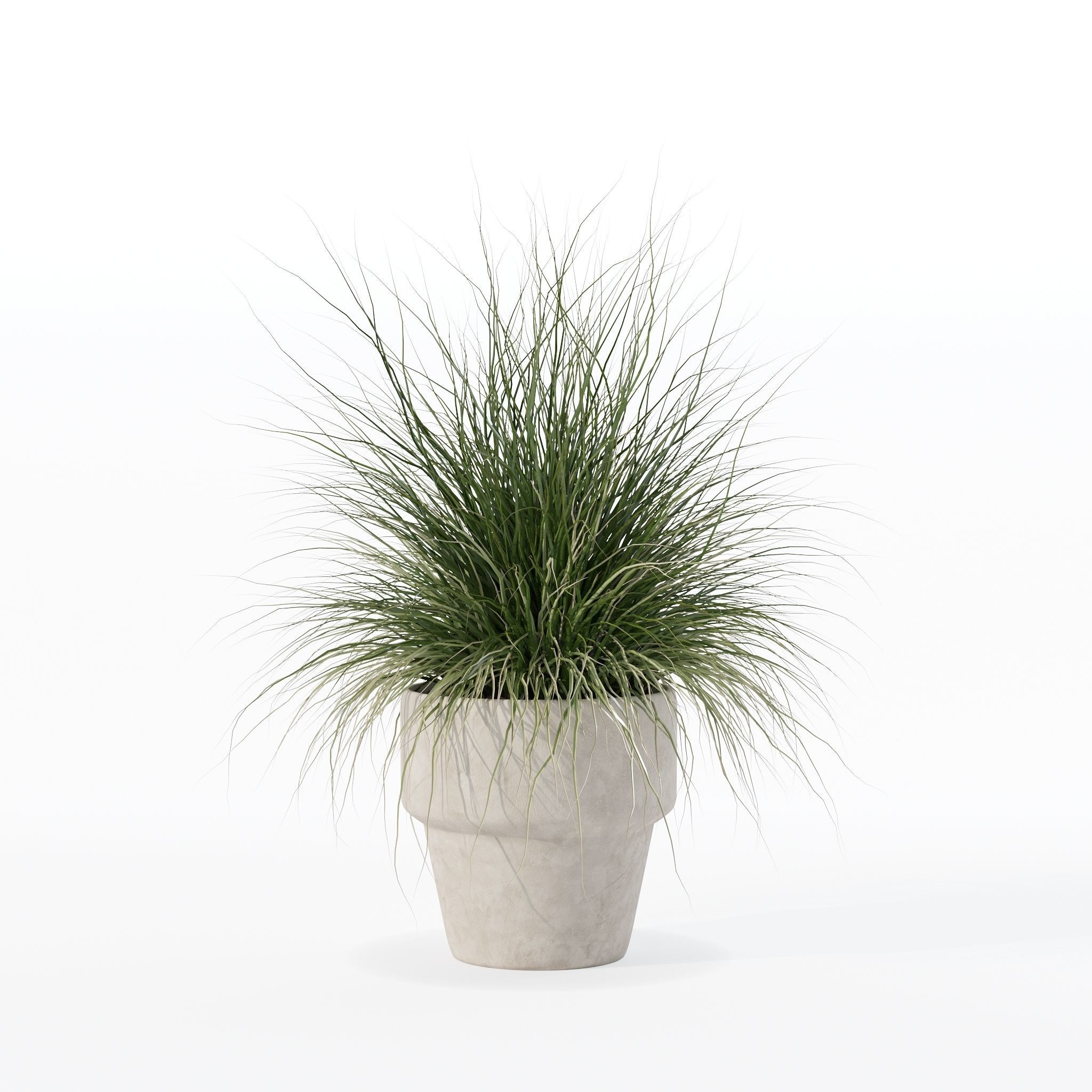 Grass in big flower pot 3D model_10