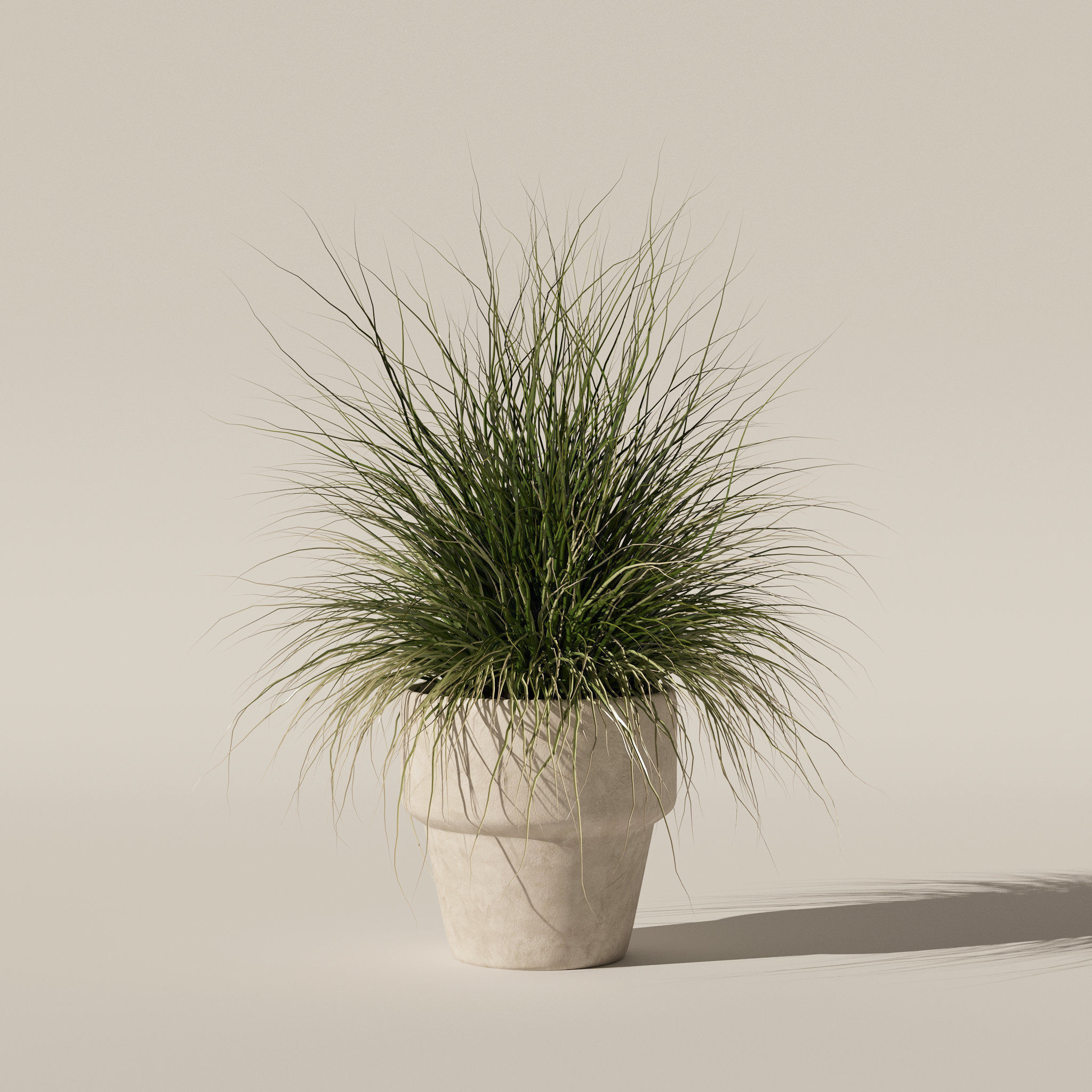 Grass in big flower pot 3D model_4