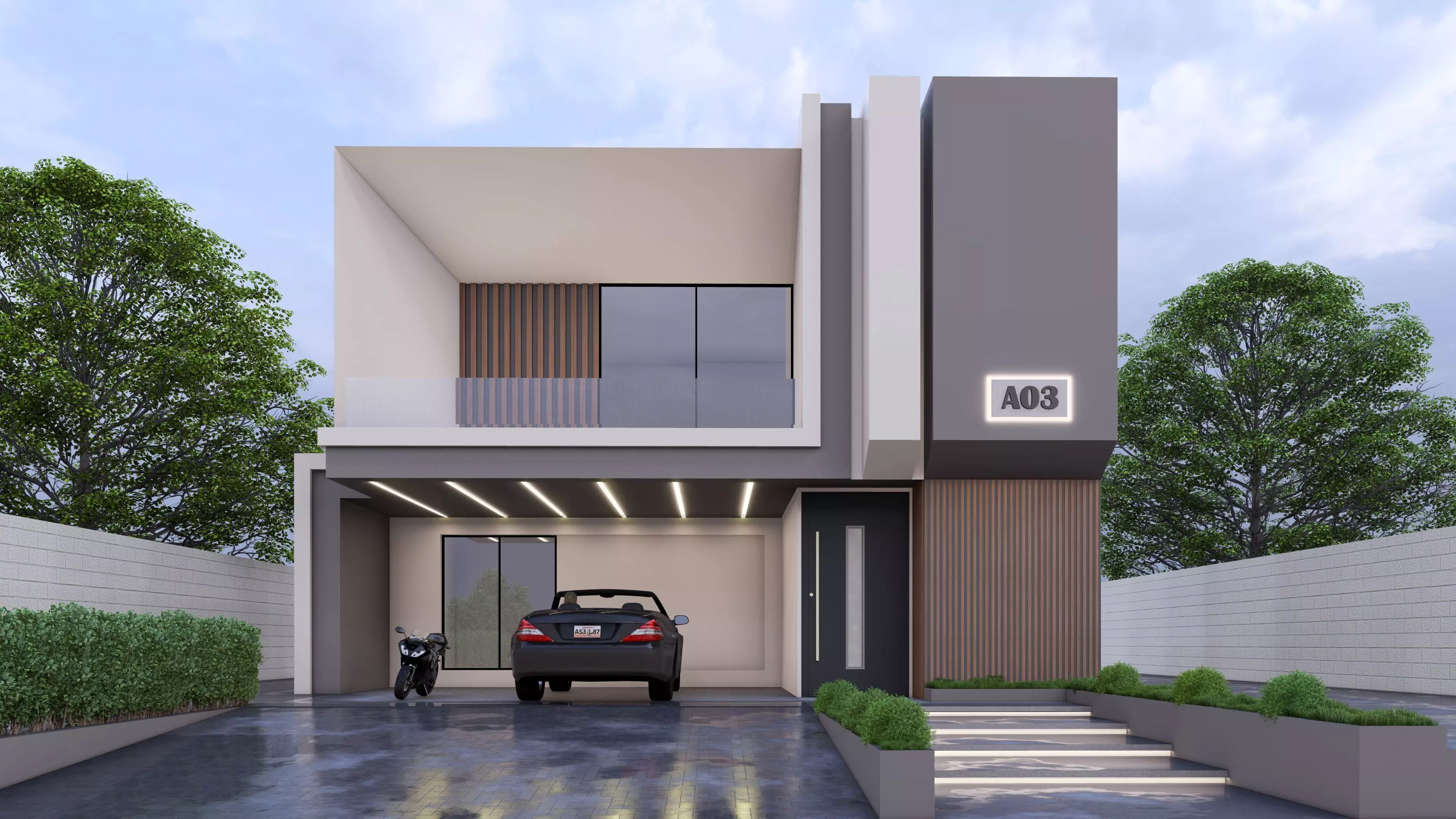 Modern Villa Modeled with SketchUp and Rendered with Lumion  3D model_0