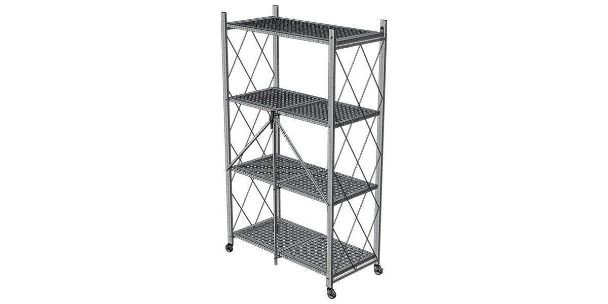 Floor Metal Rack 3D model_7