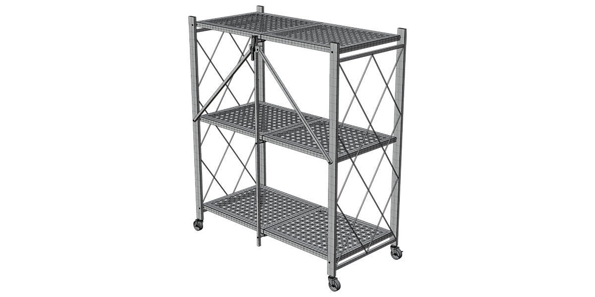 Floor Metal Rack 3D model_5