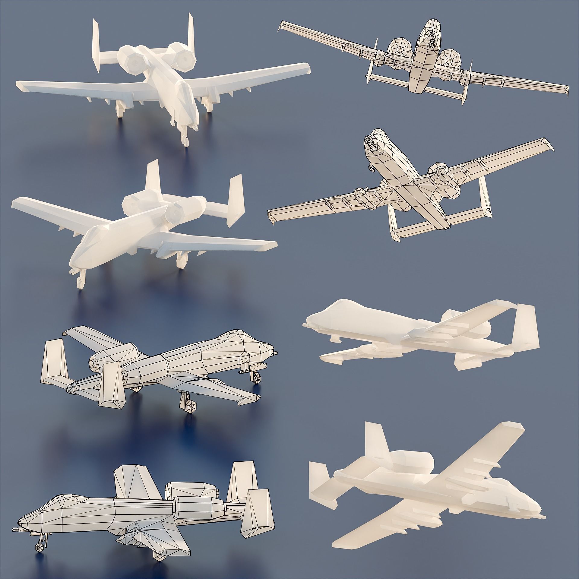 Paper Aircrafts Low-poly 3D model_13