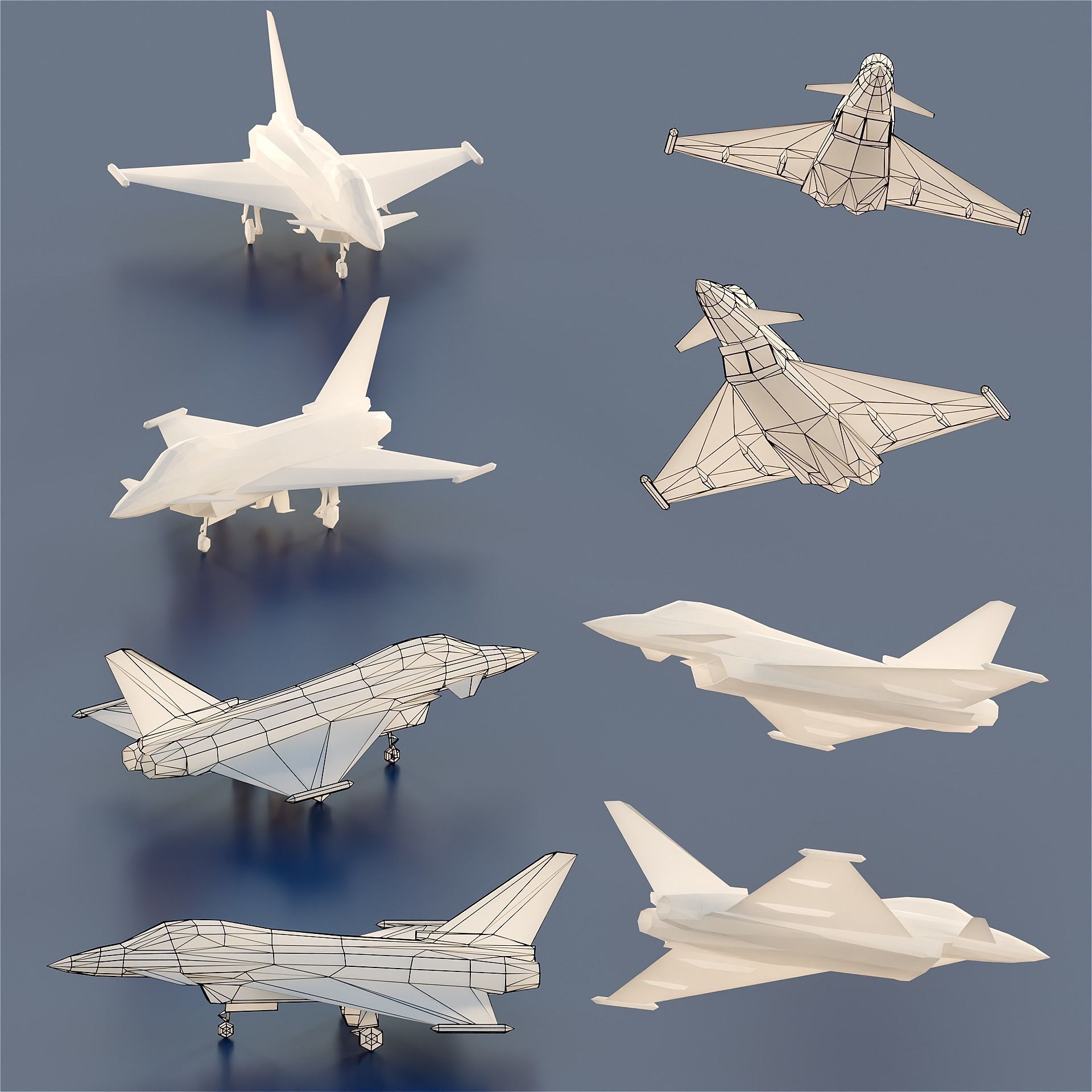 Paper Aircrafts Low-poly 3D model_11