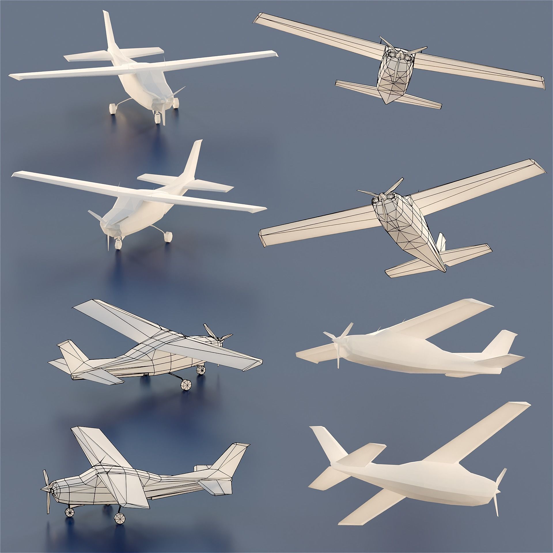Paper Aircrafts Low-poly 3D model_3