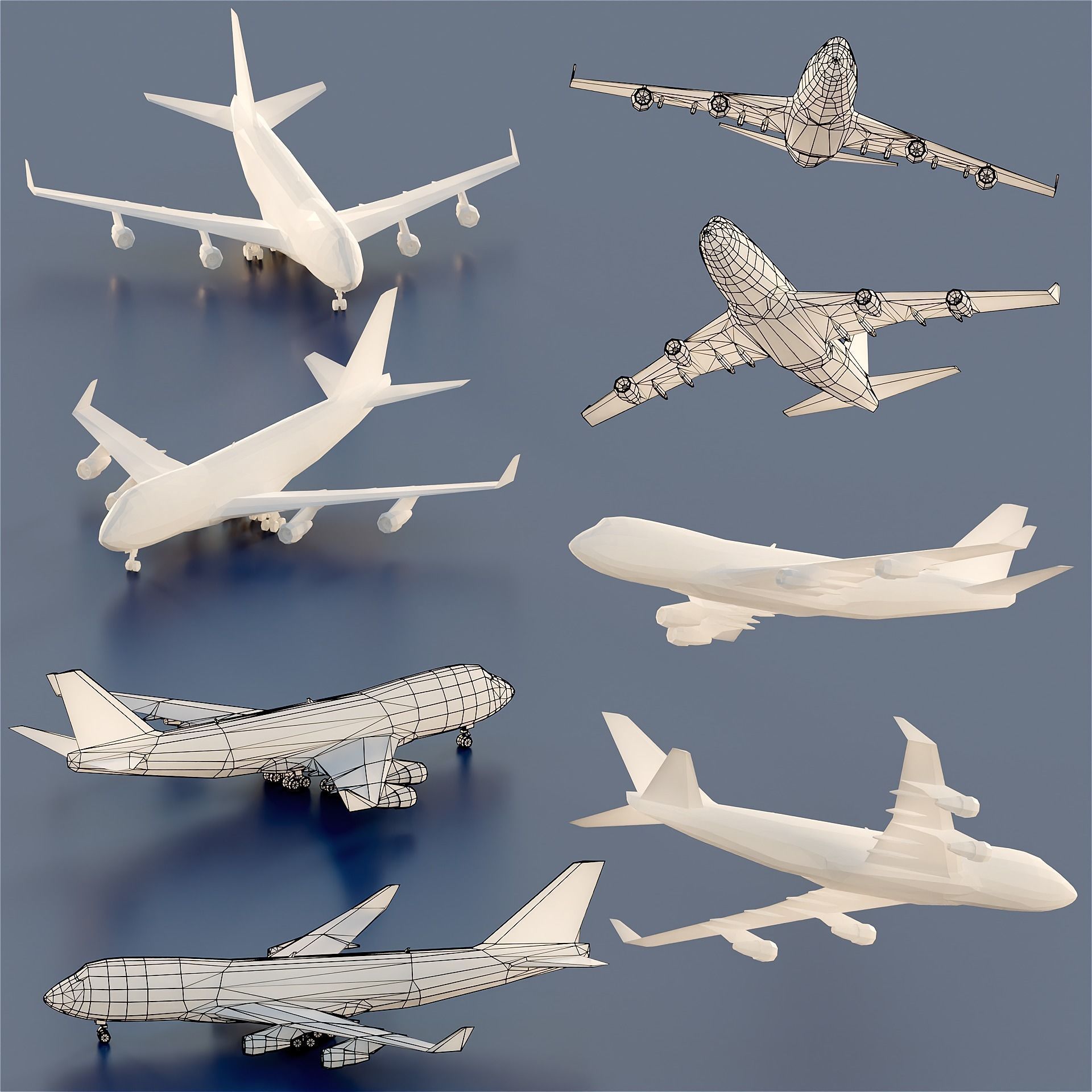 Paper Aircrafts Low-poly 3D model_8