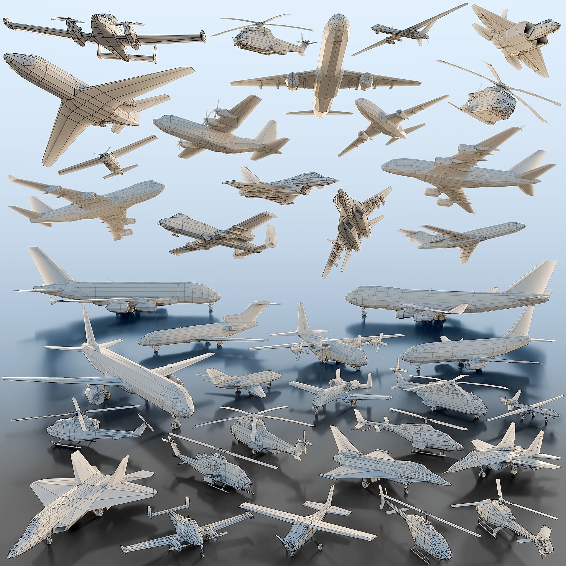 Paper Aircrafts Low-poly 3D model_1