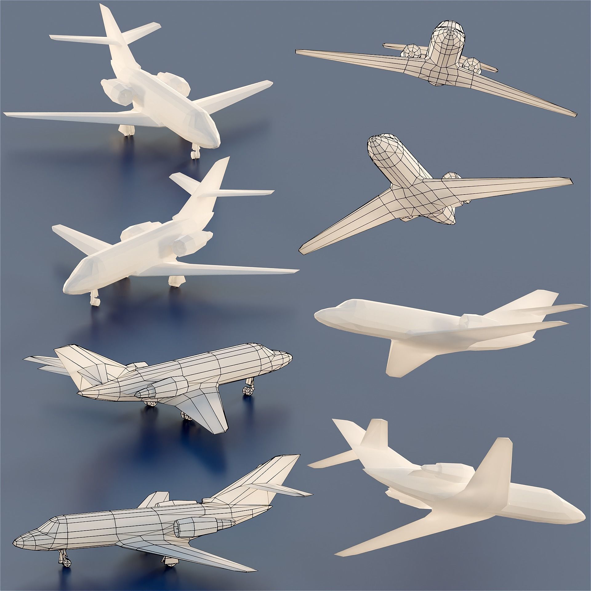 Paper Aircrafts Low-poly 3D model_4