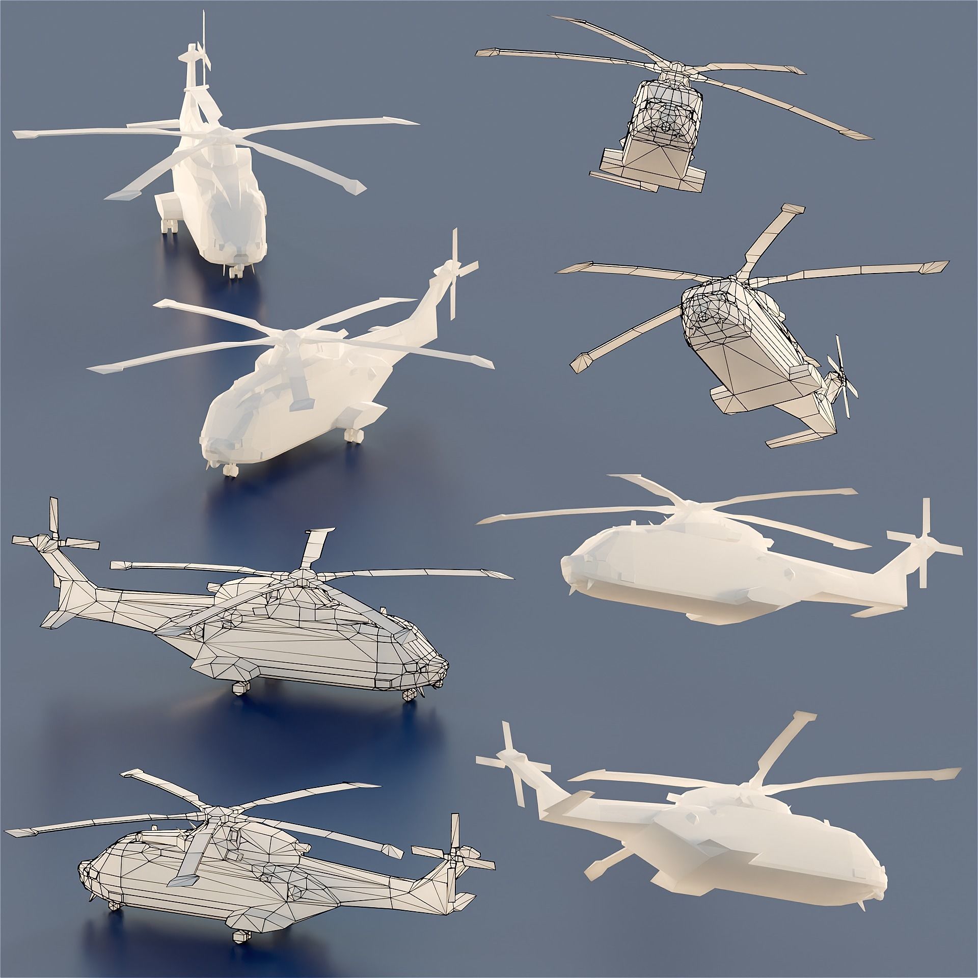 Paper Aircrafts Low-poly 3D model_22