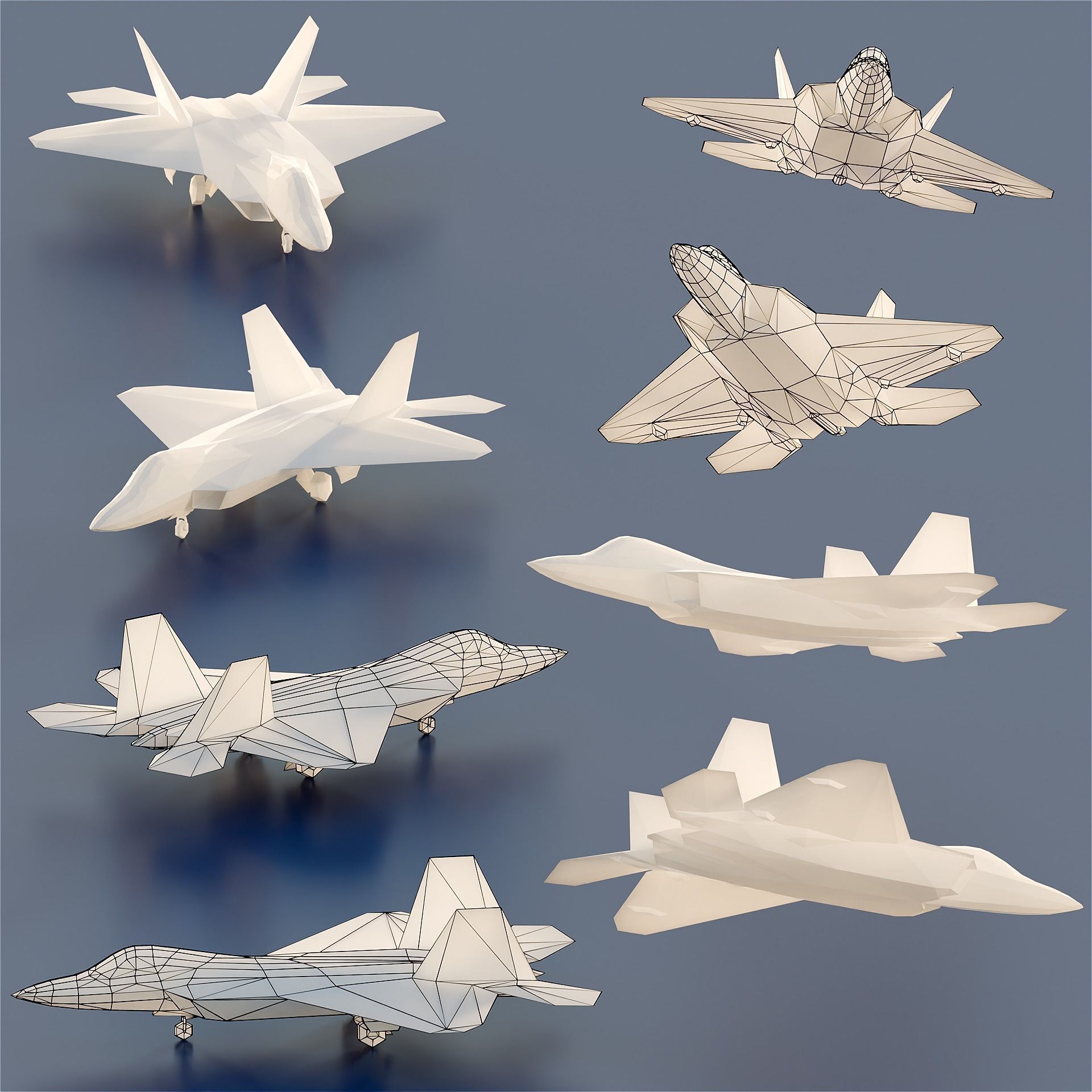 Paper Aircrafts Low-poly 3D model_12
