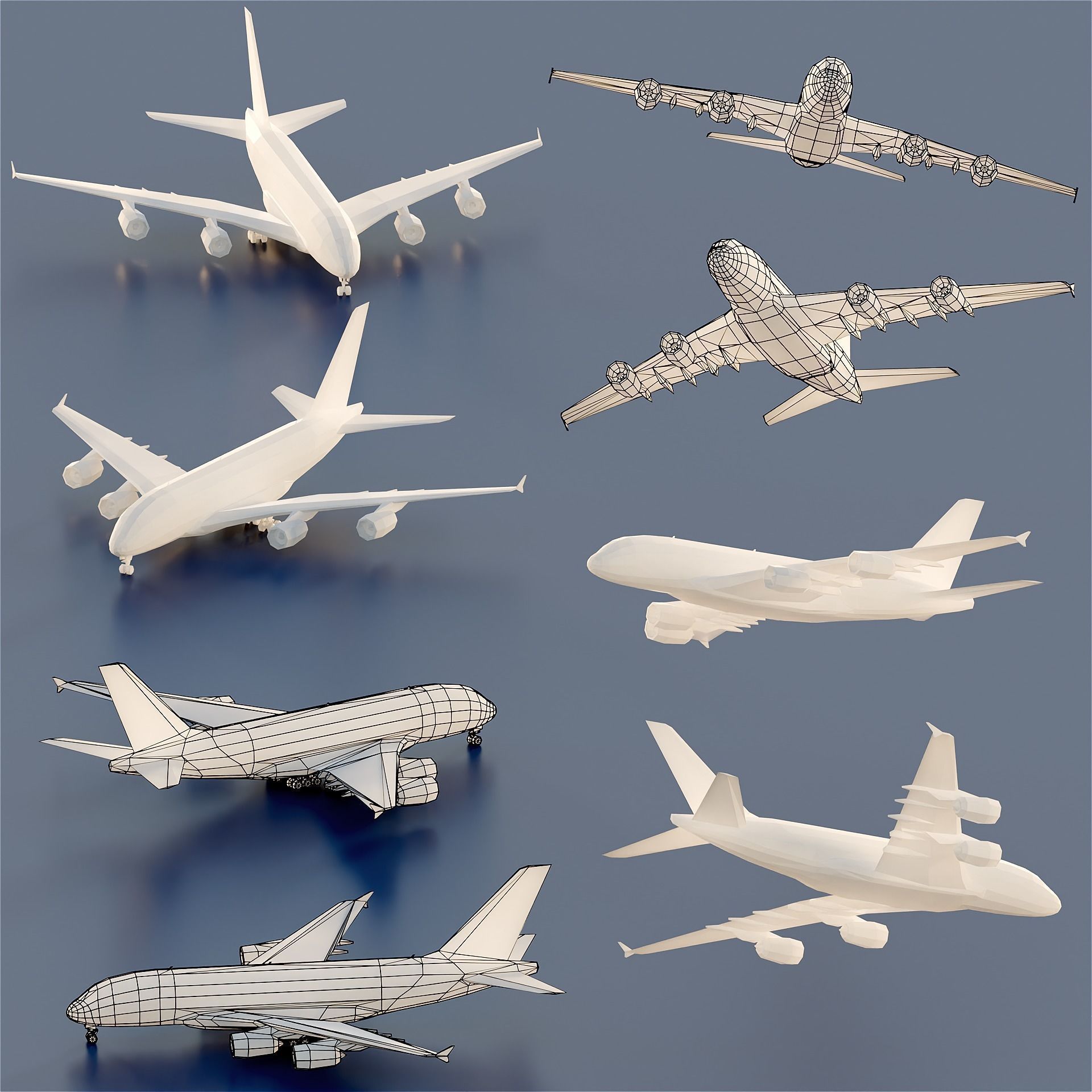 Paper Aircrafts Low-poly 3D model_9