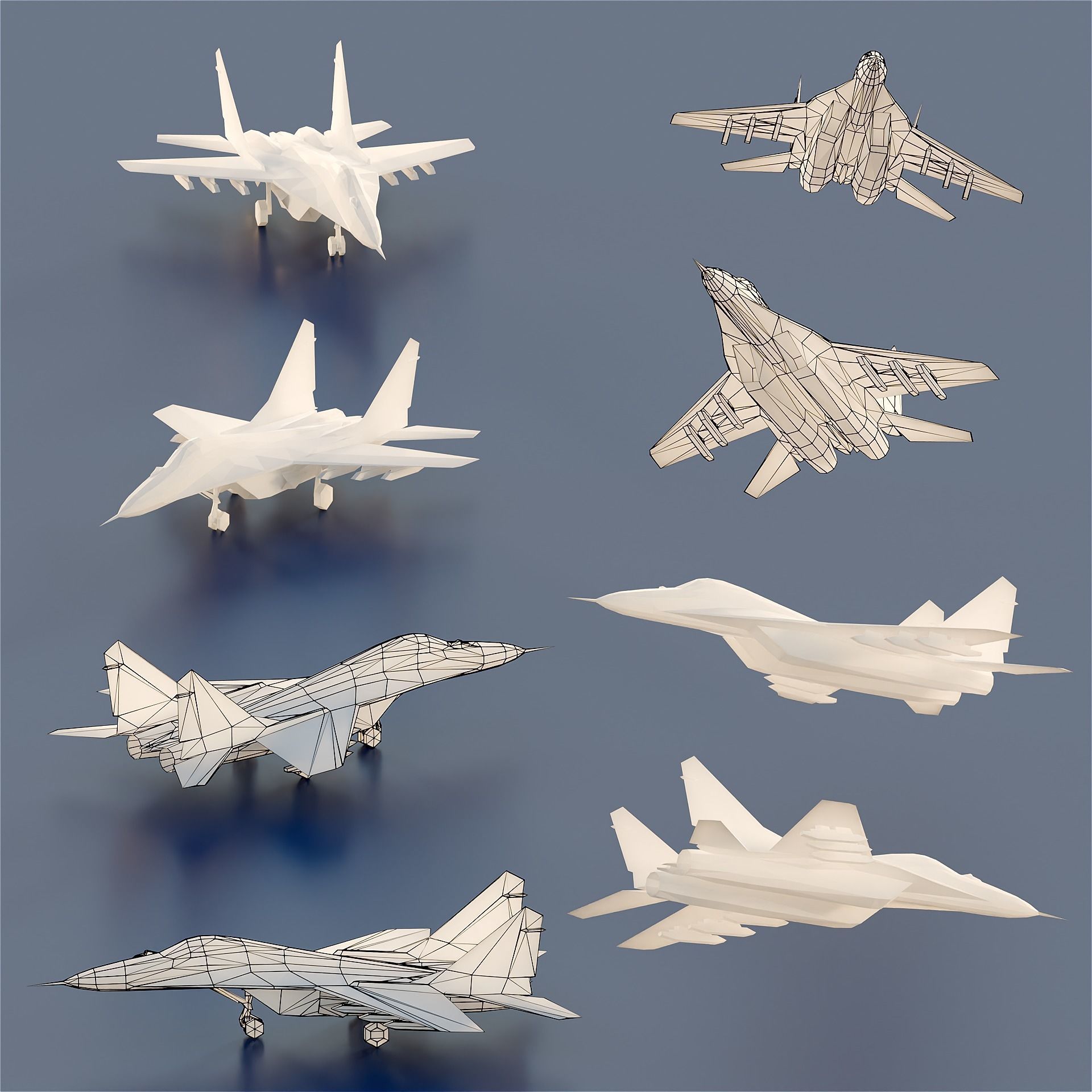 Paper Aircrafts Low-poly 3D model_10