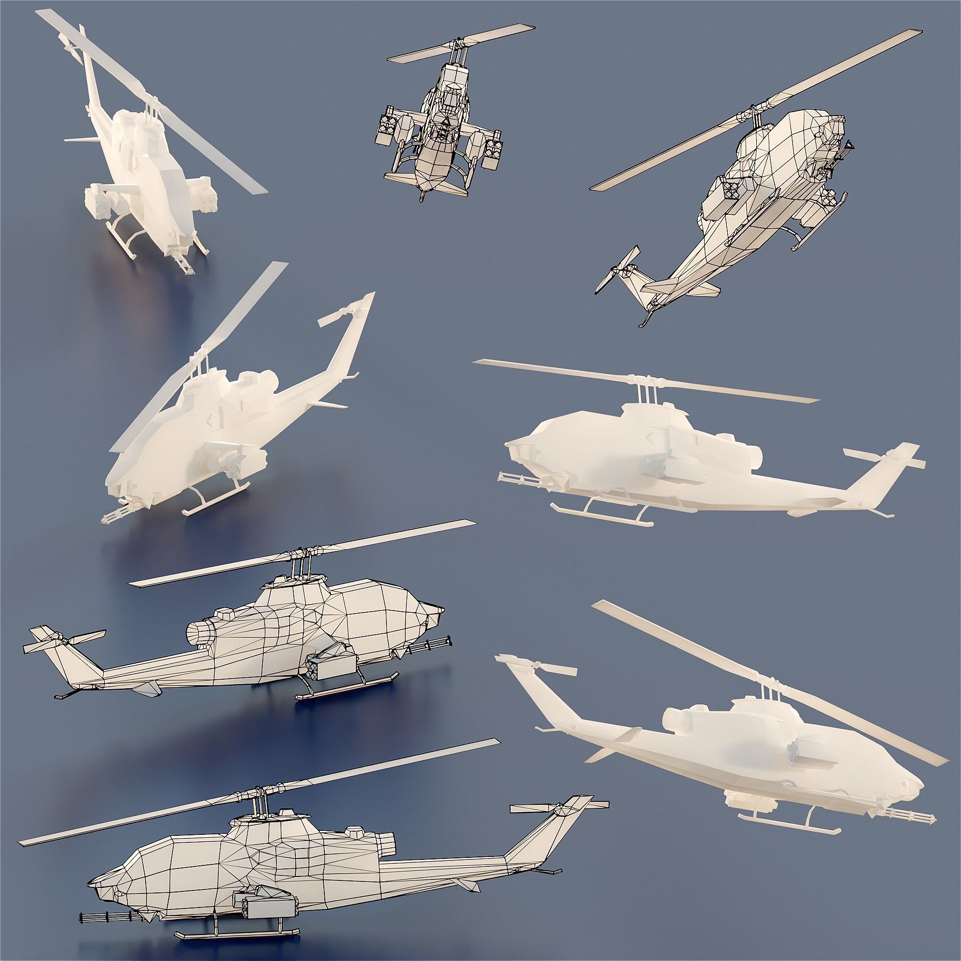 Paper Aircrafts Low-poly 3D model_17