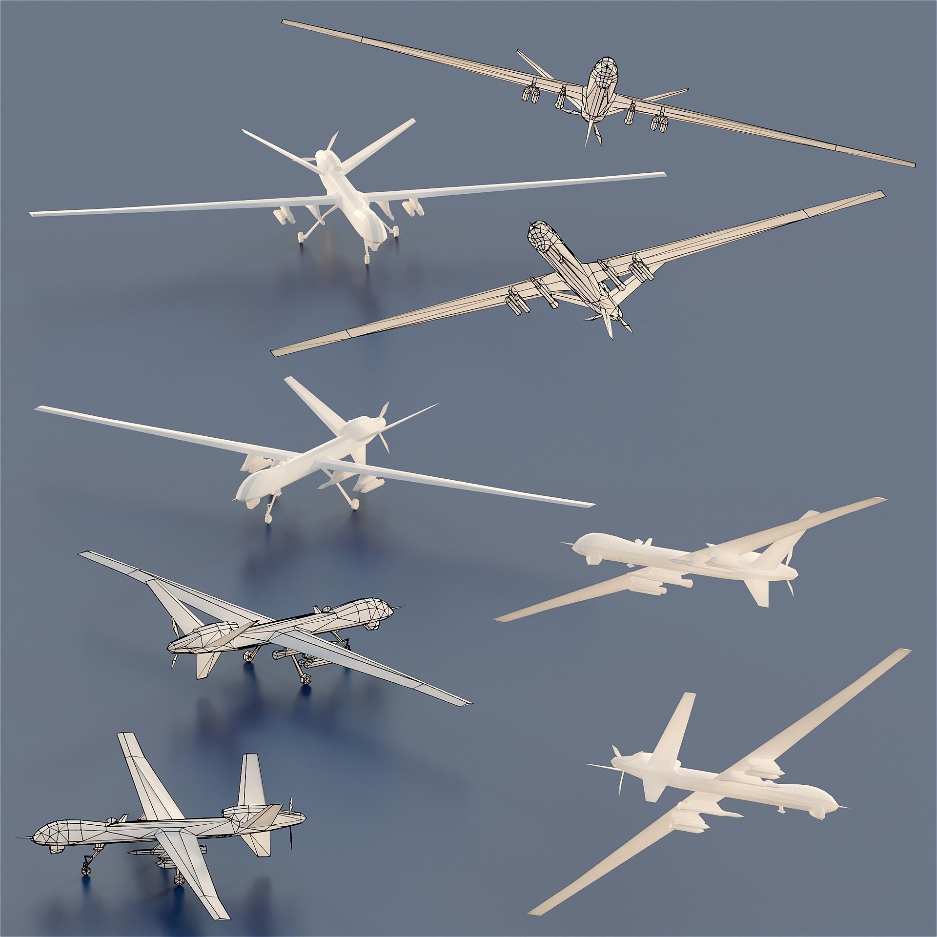 Paper Aircrafts Low-poly 3D model_14