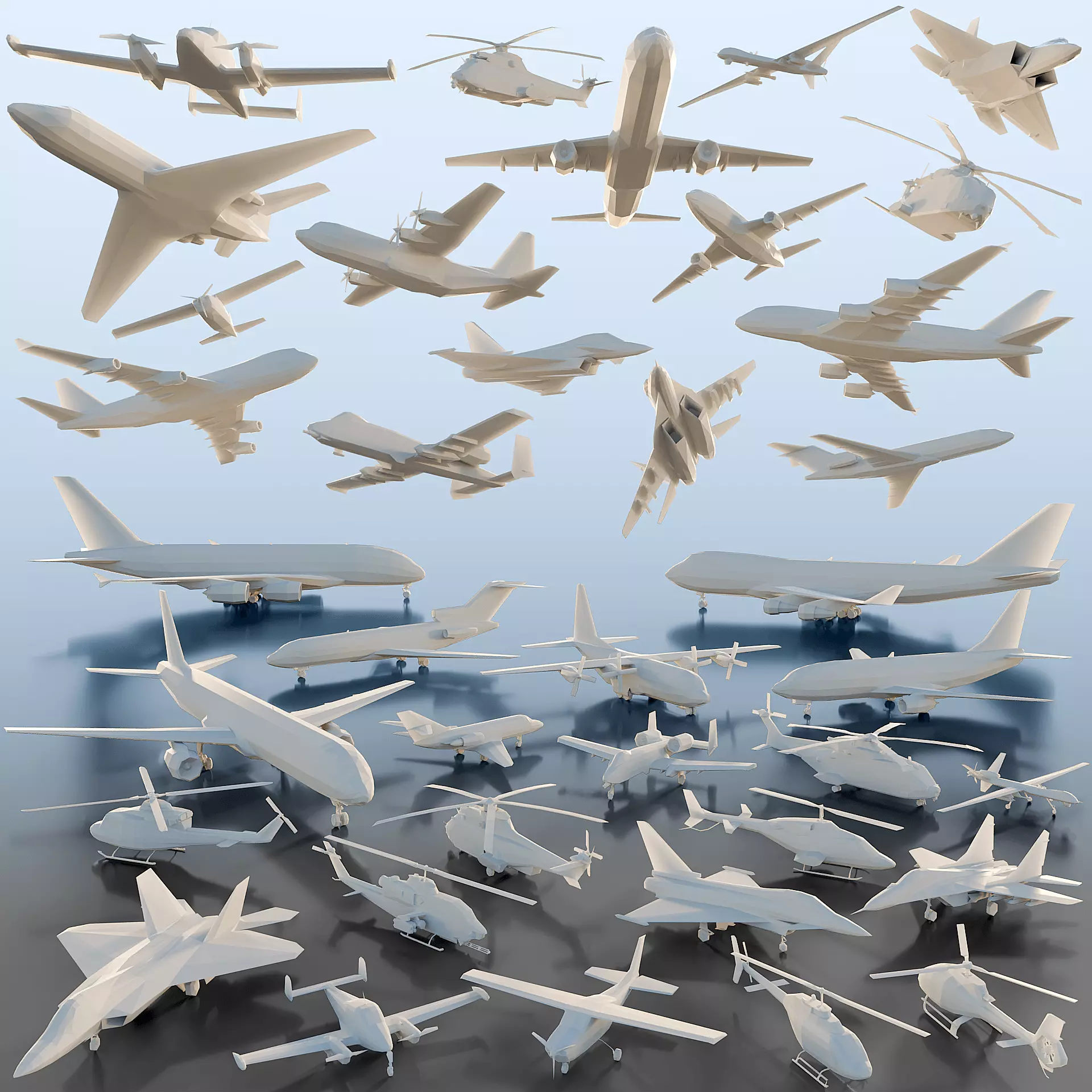 Paper Aircrafts Low-poly 3D model_0