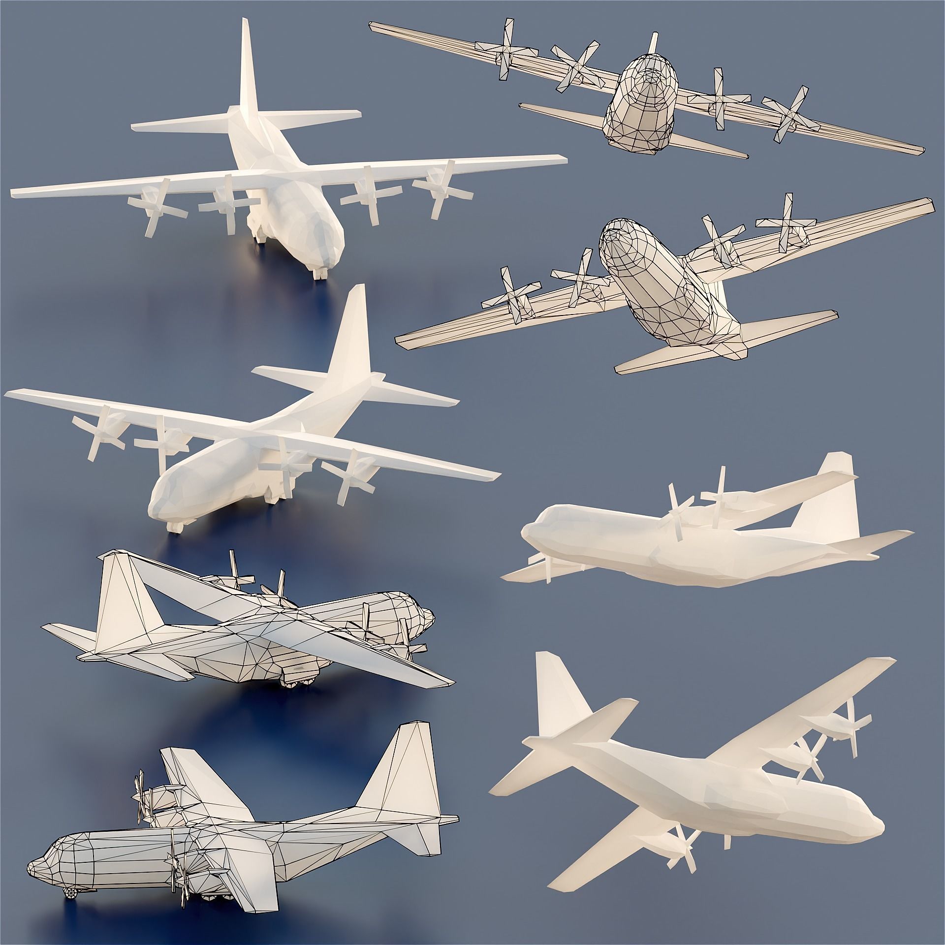 Paper Aircrafts Low-poly 3D model_15