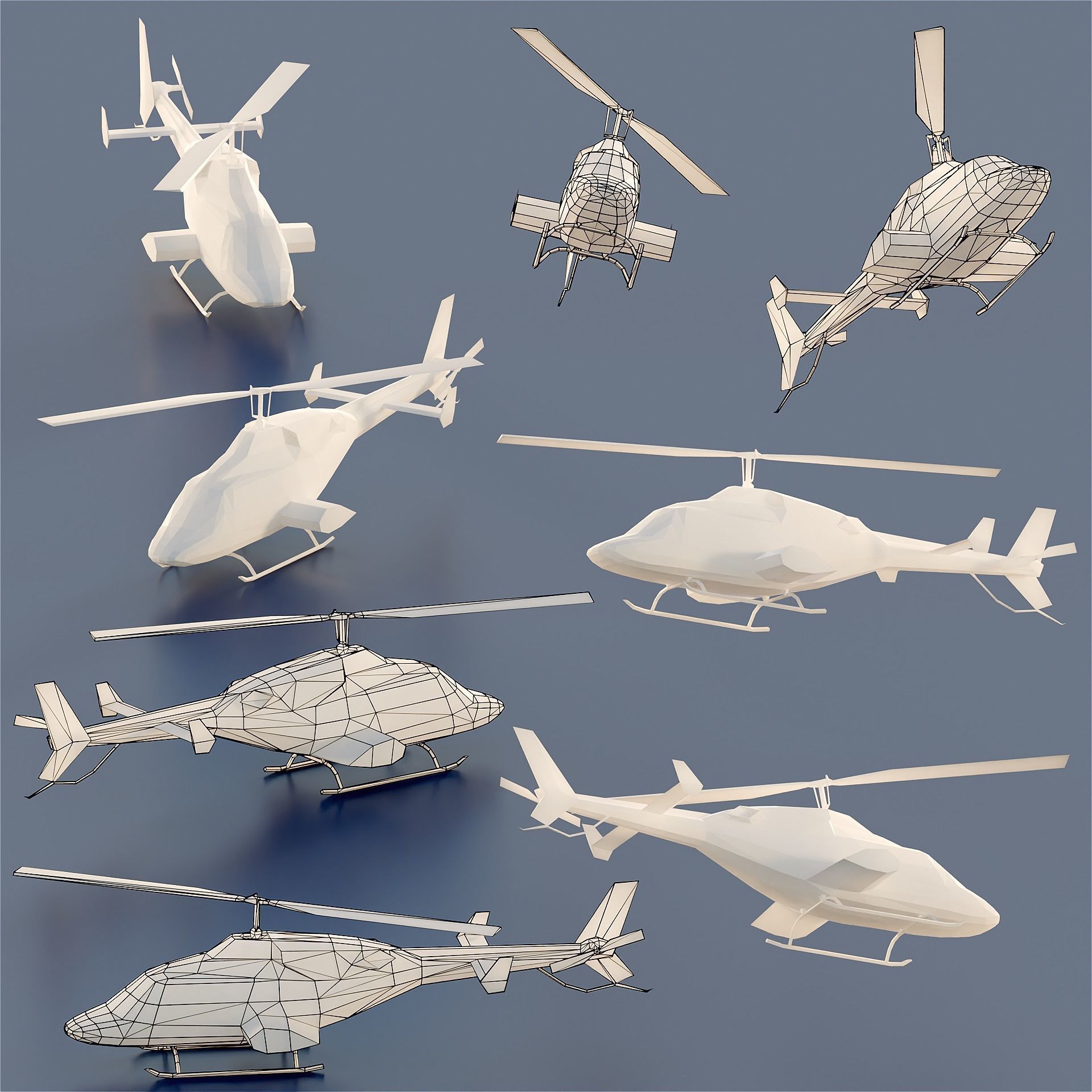 Paper Aircrafts Low-poly 3D model_20