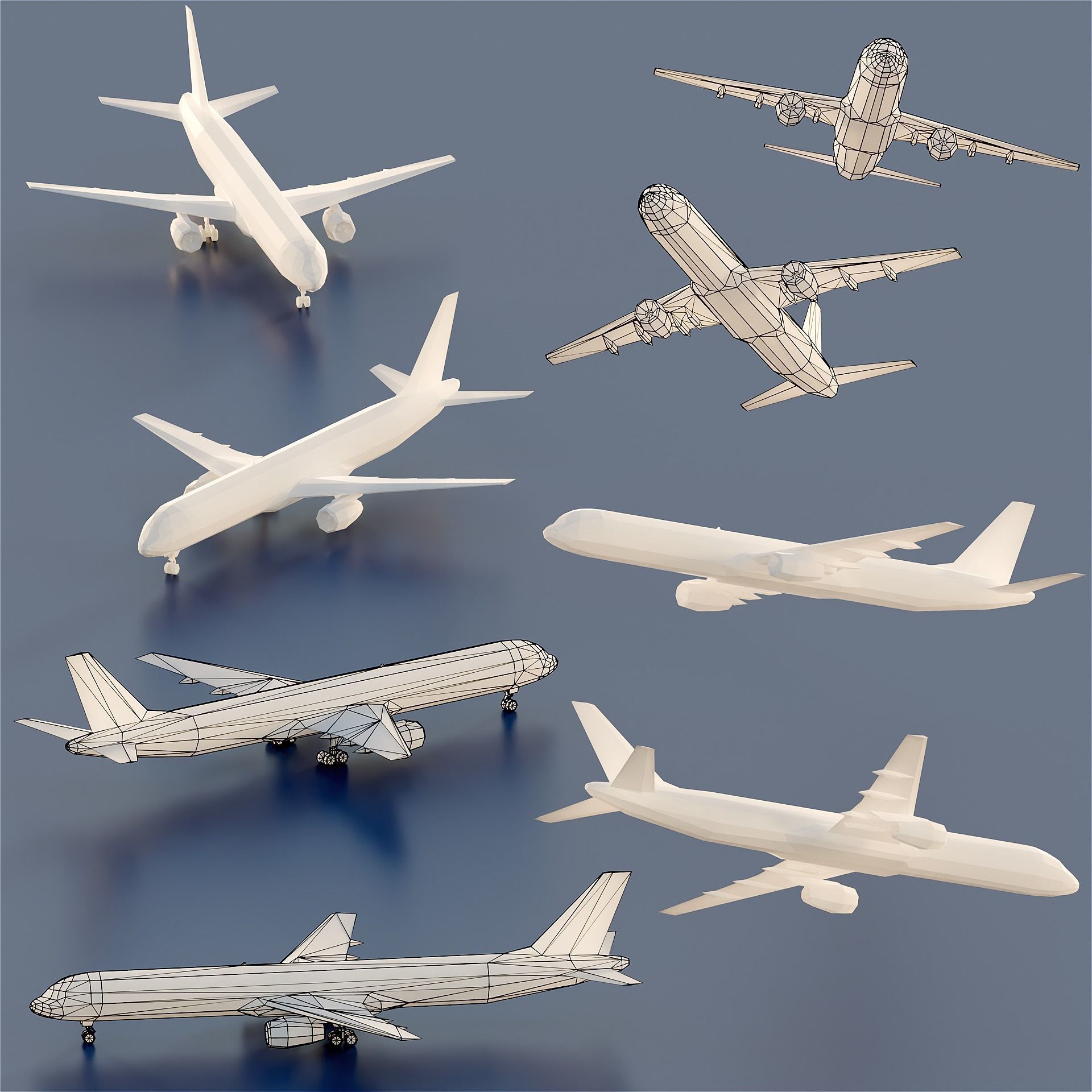 Paper Aircrafts Low-poly 3D model_7