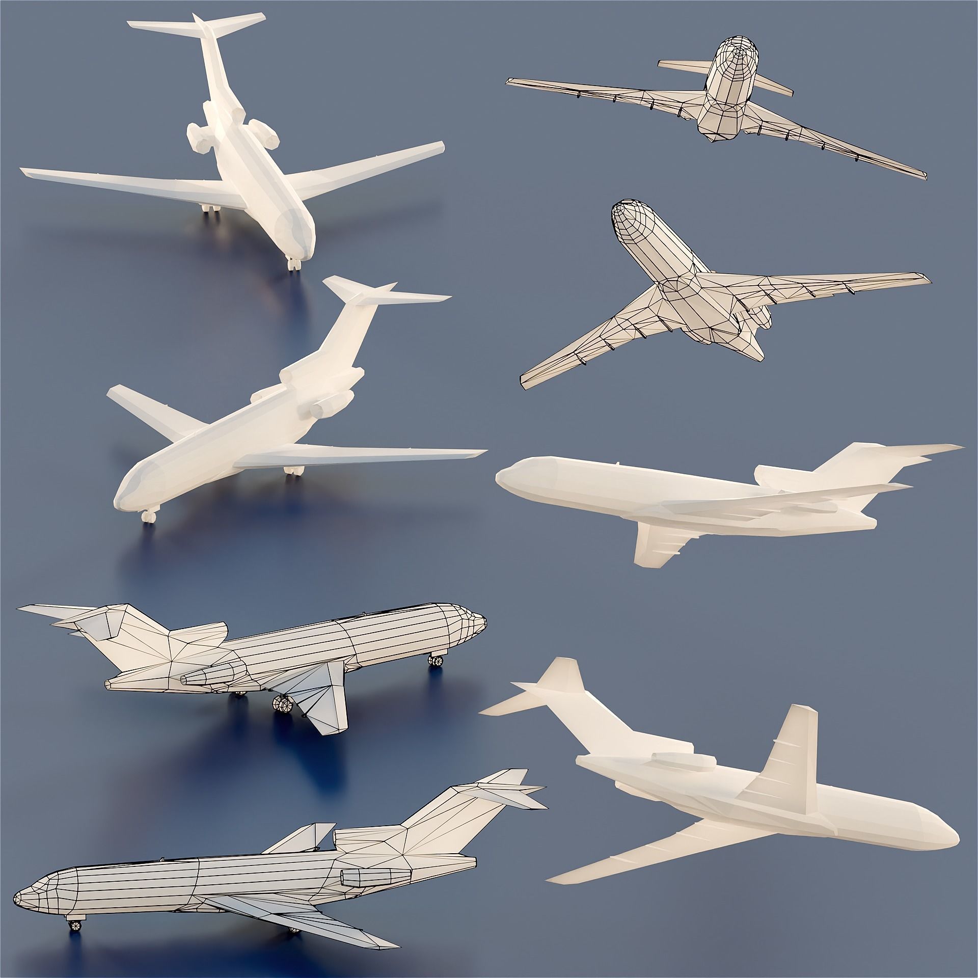 Paper Aircrafts Low-poly 3D model_6