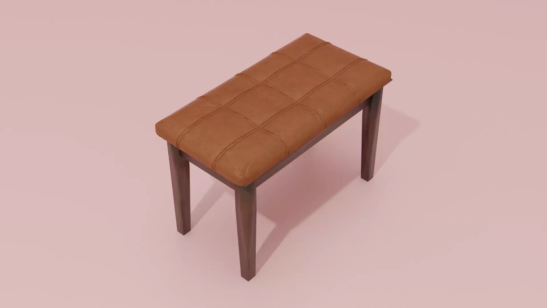 Brown Leather Piano Chair Free 3D model