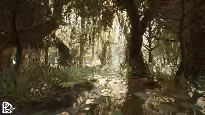 Swamp Environment 42 Assets Low-poly 3D model