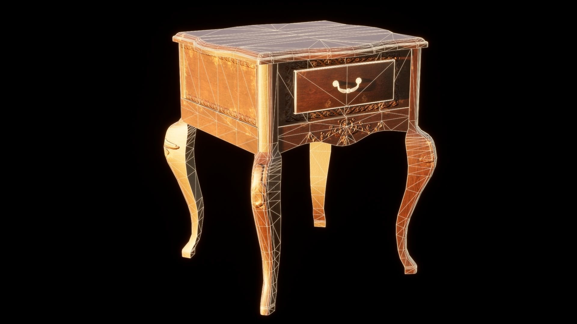Vintage Mini Table - Classic Low-poly 3D model_3