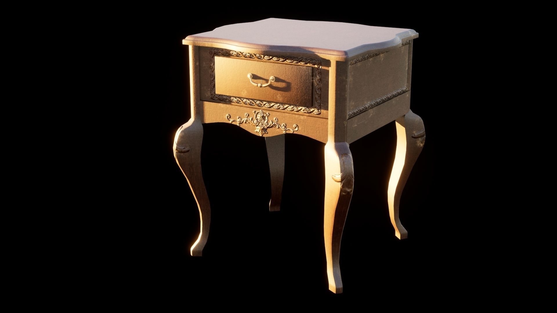 Vintage Mini Table - Classic Low-poly 3D model_1