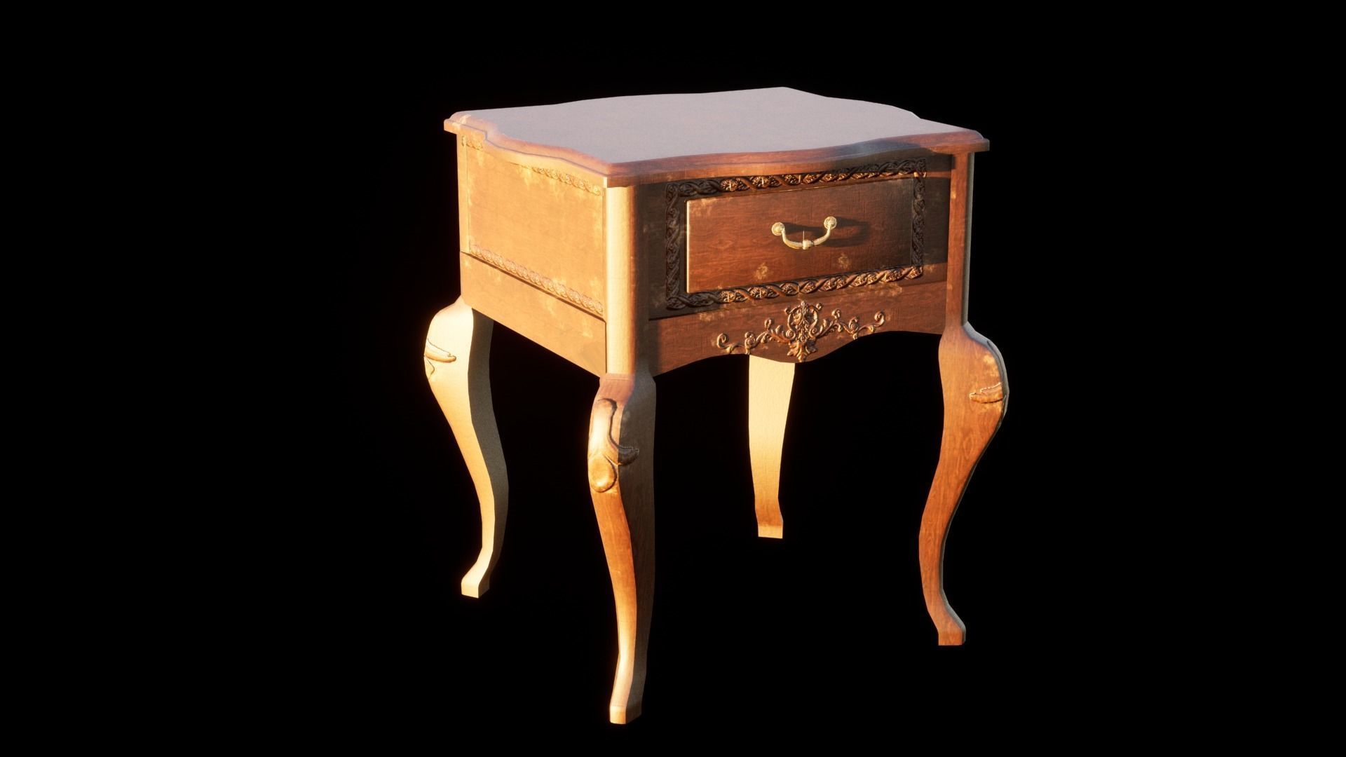 Vintage Mini Table - Classic Low-poly 3D model_4