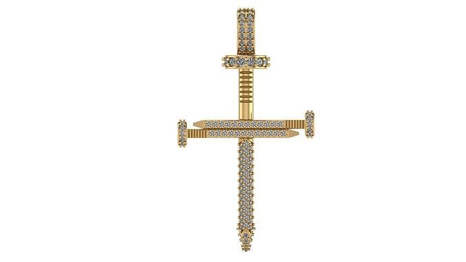 Cross nail diamond pendant 3D print model