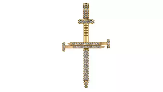 Cross nail diamond pendant