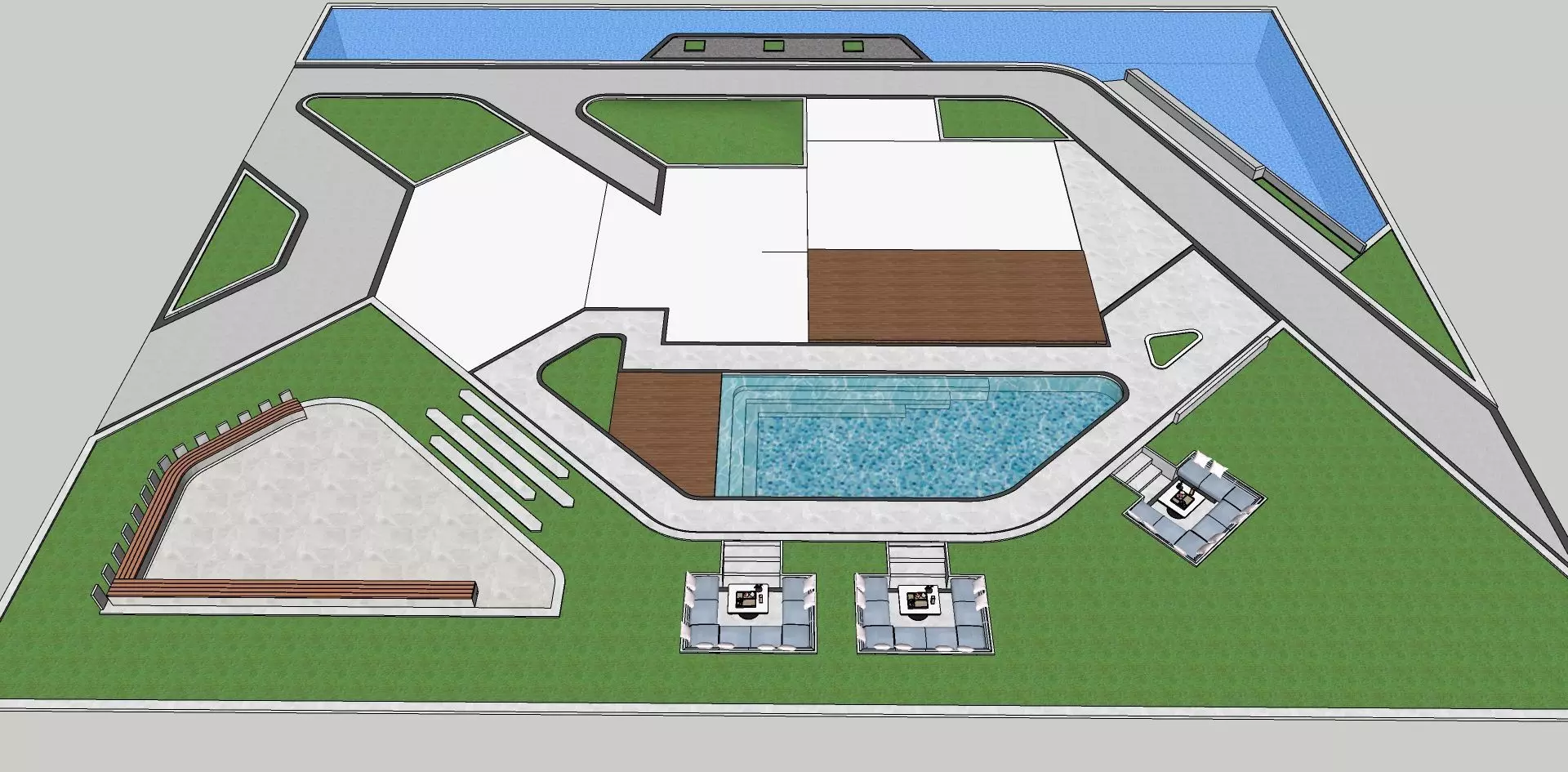 Outdoor sitting area 3d model 3D model_0