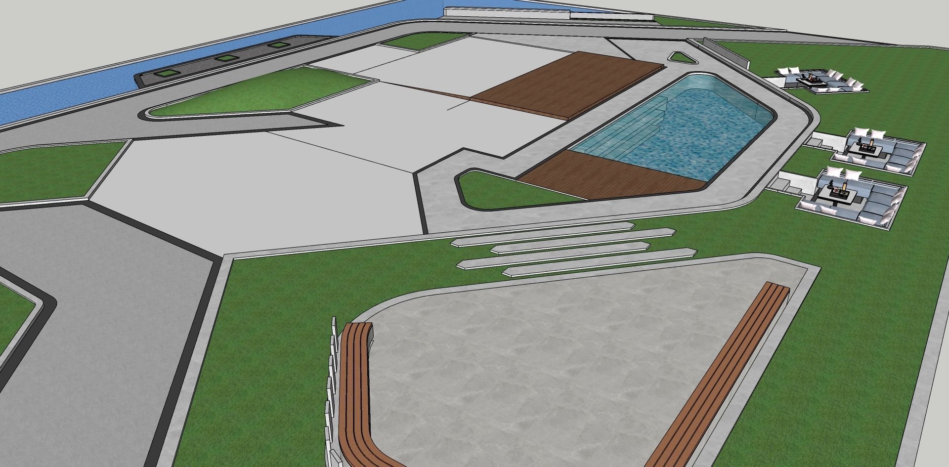 Outdoor sitting area 3d model 3D model_1