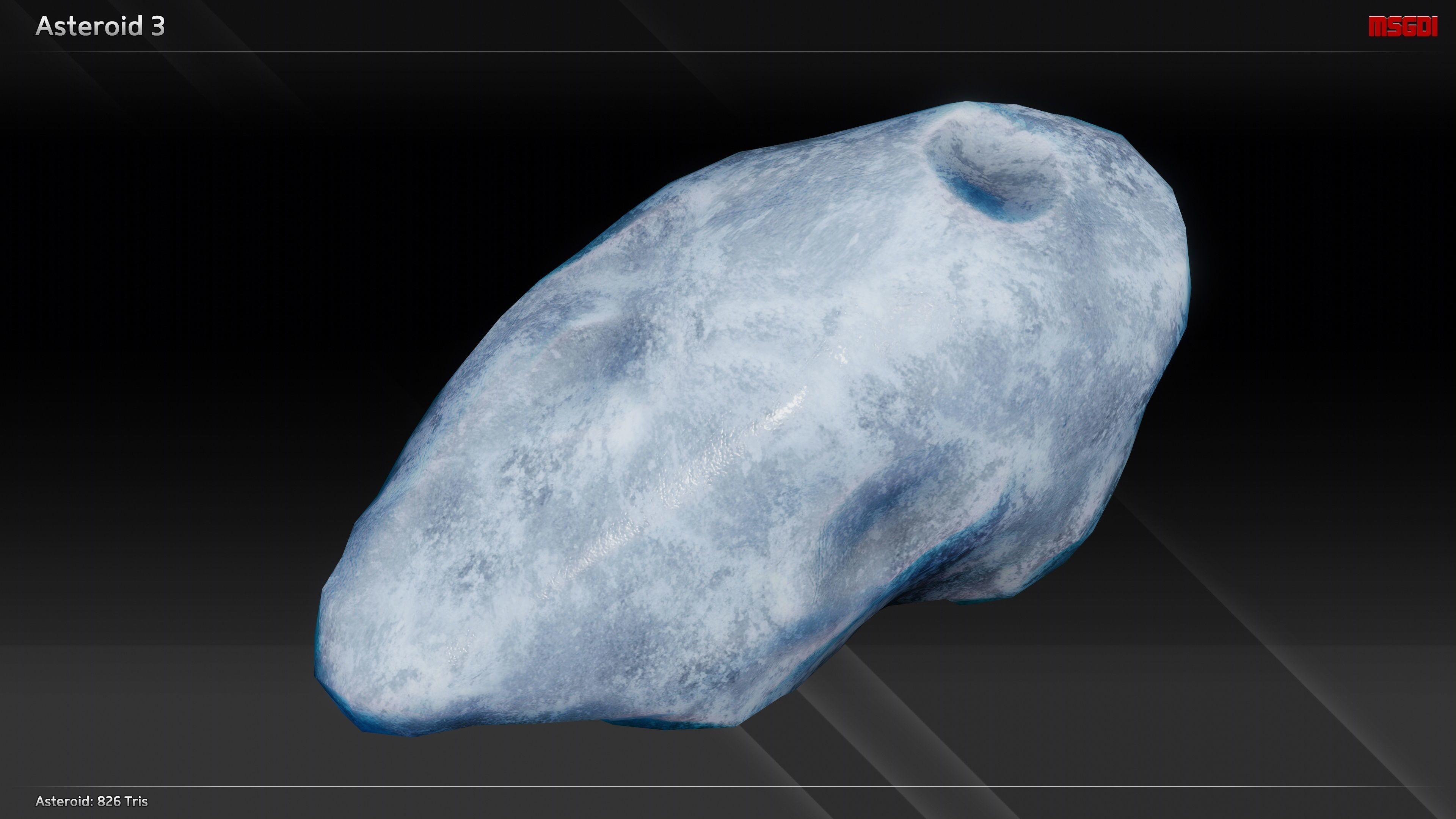 Lowpoly Ice Asteroids Low-poly 3D model_3