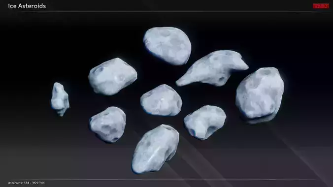 Lowpoly Ice Asteroids Low-poly 3D model