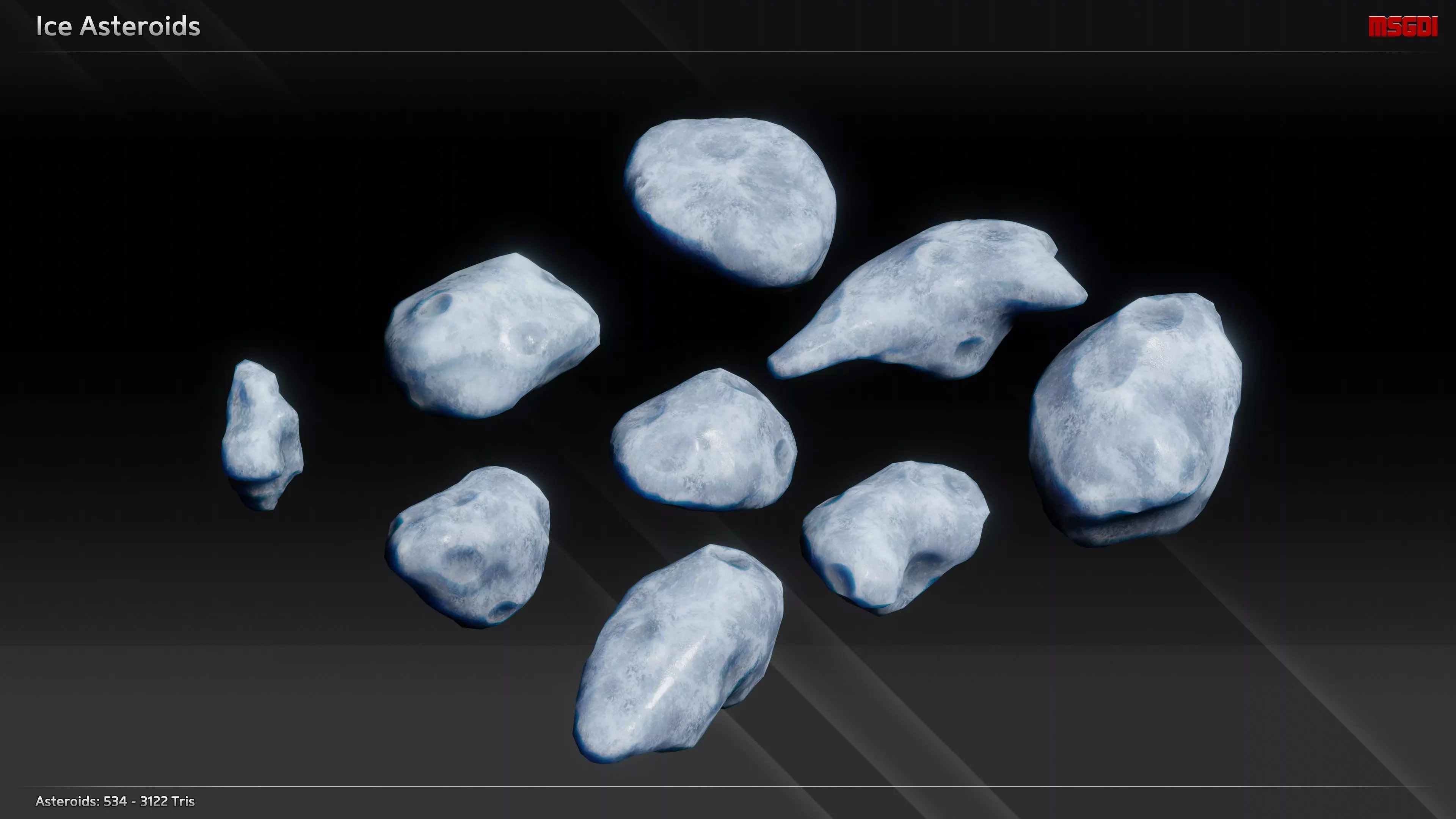 Lowpoly Ice Asteroids Low-poly 3D model_0
