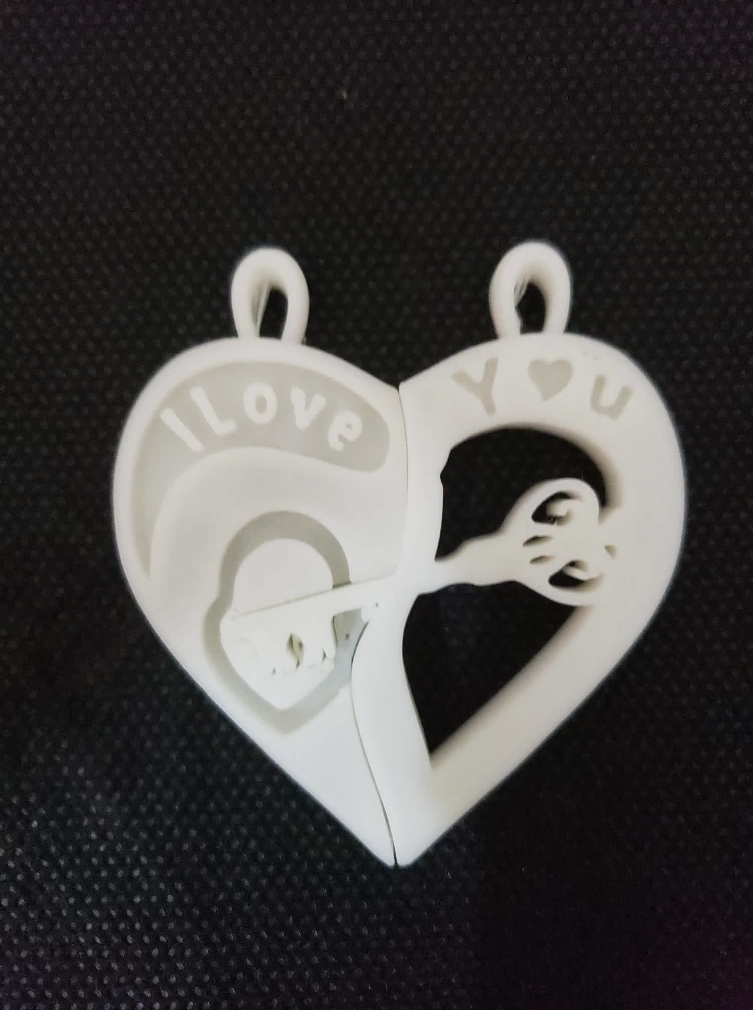 Heart Lock and Key Chain Valentines Day 3D print model_3