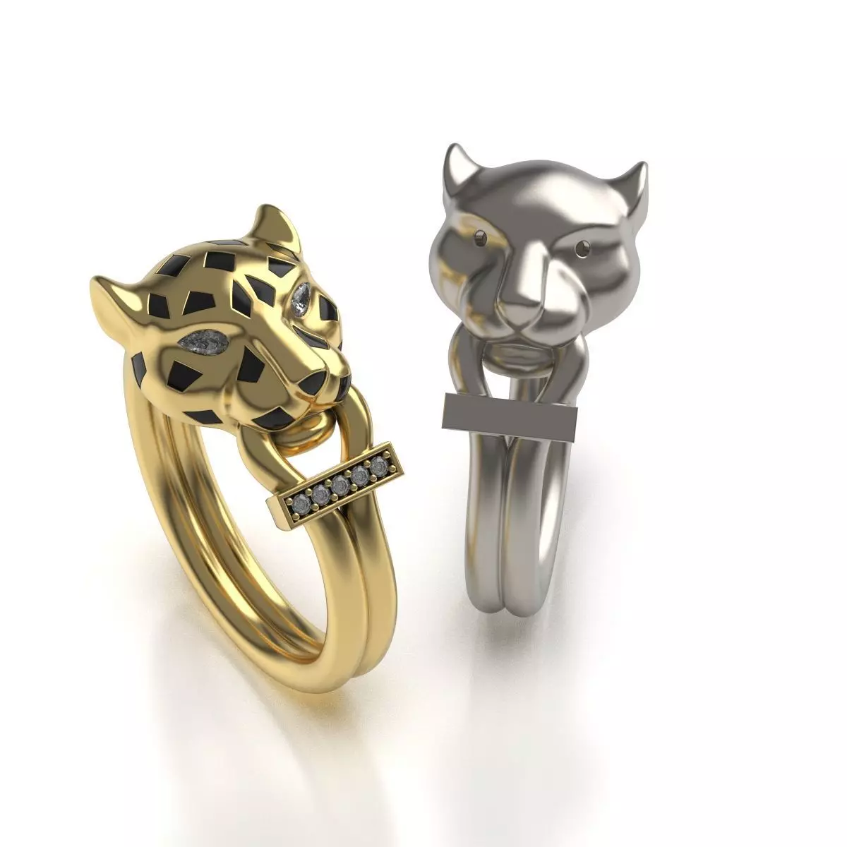 Panther Head Ring 3D print model_0
