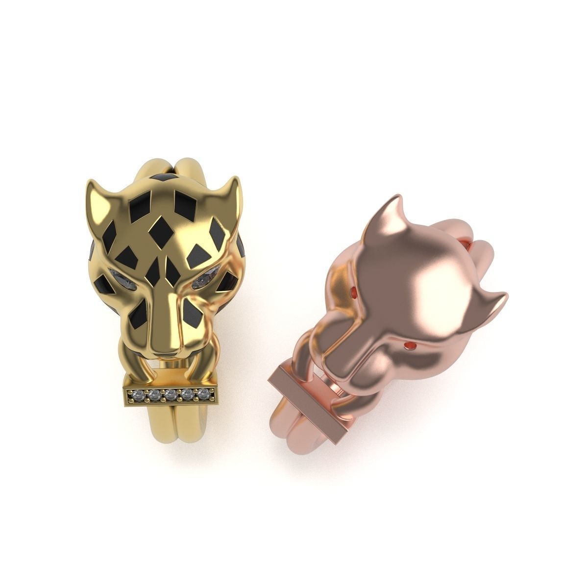 Panther Head Ring 3D print model_3