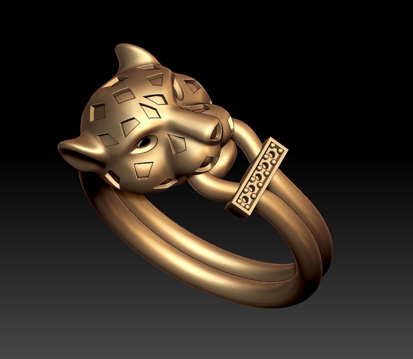 Panther Head Ring 3D print model_9
