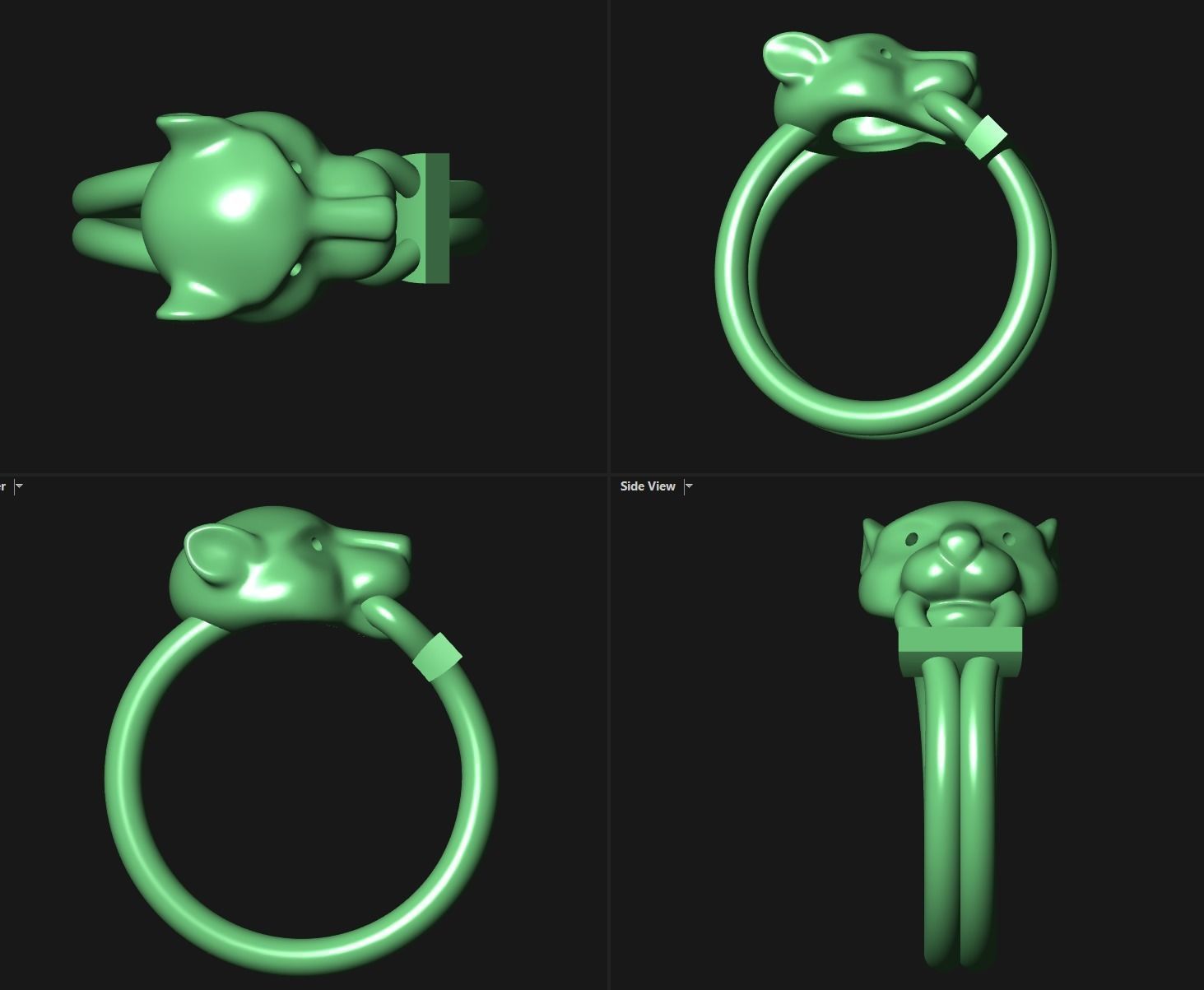 Panther Head Ring 3D print model_7